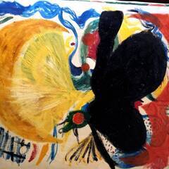 油彩絵画抽象画 脳天気 岡本太郎風抽象絵画
