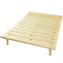 ?Sダブルベッド【エイデンD／ナチュラル色】 訳あり B品 アウトレット品 ※一部組立済み　定価：24,990円