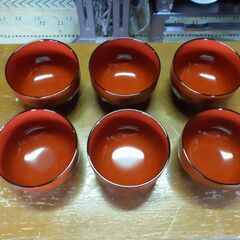 京亀甲木彫り 会津塗 お椀6個セット 秀峰 漆器 箱入り お椀 あと1箱です！　/UJ-0156 南の画像
