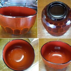 京亀甲木彫り 会津塗 お椀6個セット 秀峰 漆器 箱入り お椀 あと1箱です！　/UJ-0156 南の画像