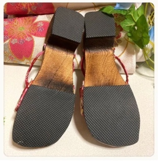 ご購入者様決定［未使用］和風木製軽量サンダル 下駄  柄一点物◆❖◇◇❖◆23～24.5cm