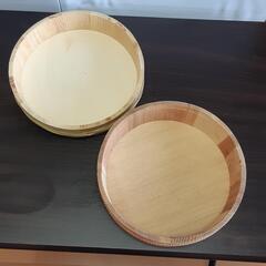 ※2022.10.22追記あり・丸い木製の入れ物・蓋付き　２個の画像