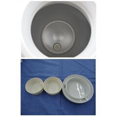 美品 ウォータージャグ ３Ｌ 携帯式保温・保冷容器 脚折りたたみ可能 コップ2つ付き ブルー×ホワイト 西岡店の画像