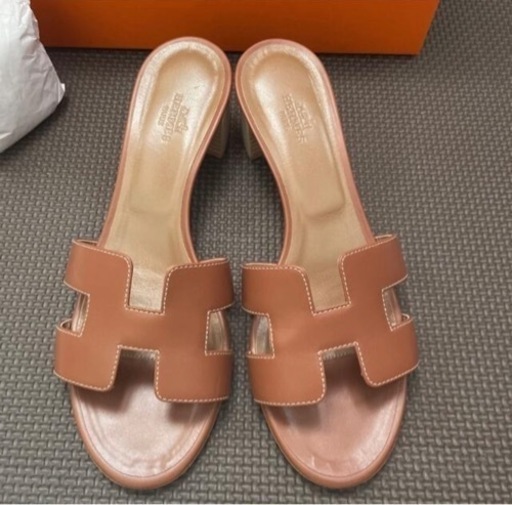 【 HERMES エルメス オアジス ベージュ 37 】サンダル ミュール