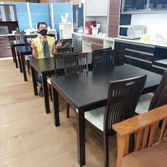 ラスト1台　メーカー不明　ダイニング５点セット　ダークブラウン　【愛品倶楽部柏店】の画像