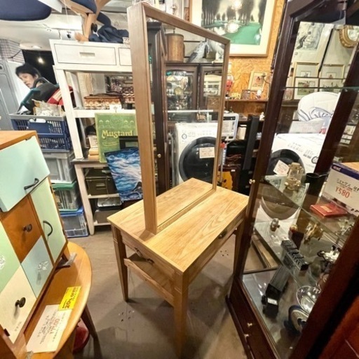  【売約済み】　シンプルモダンドレッサー 両面　マテリ　mateli ドレッサー　美容室　セット面　ナチュラル　ウッド　鏡台　鏡　ミラ