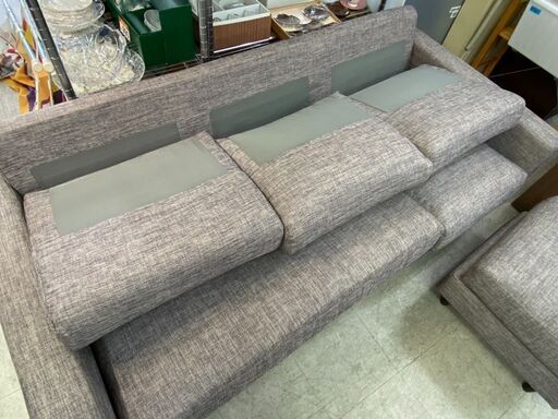 店頭販売中　オットマンつき　ソファ　グレー