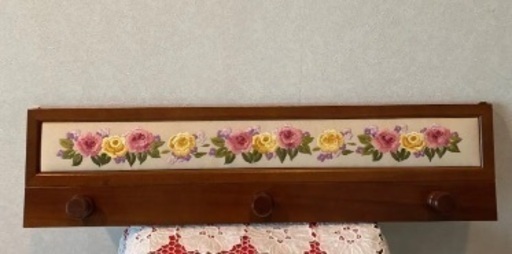 手刺繍　フランス刺繍　壁かけフックウォールハンガー