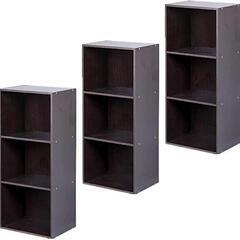 【新品／未組立品】カラーボックス 3個セット ブラウン 濃い茶色...