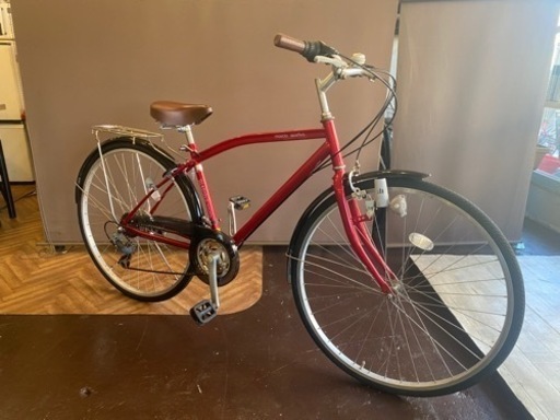 27インチ自転車　3x6段　レッド