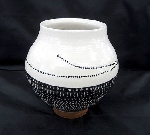 近藤豊 「白斑文」 花瓶 近藤悠三 長男 陶芸 陶磁 花器 高さ22cm 人間国宝 共箱付き 札幌 北20条店