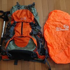 登山用リュックサック・杖　ヘッドライト　非常用シート・トイレ