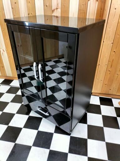 ミニ食器棚　黒　60×40×91ｃｍ　棚　キッチン収納　単身