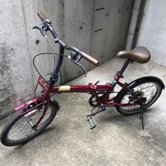 折りたたみ自転車　ワインレッド
