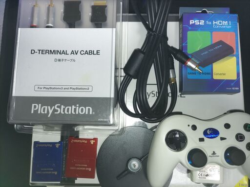 PS2 プレステ2本体&ソフト7本&コントローラー2つ(1つ新品)&メモリーカード2つ&HDMIコンバーター