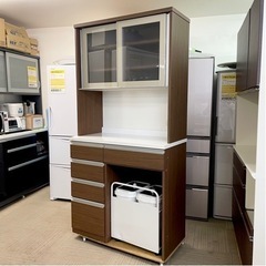 【超美品‼️】定価11万♪ 現行モデル ニトリ 100cm幅キッチンボード《リガーレ》 食器棚 収納家具 ブラウン♪