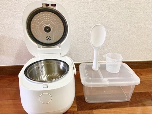 美品 2019年製 yamazen 炊飯器\u0026米びつ\u0026しゃもじセット