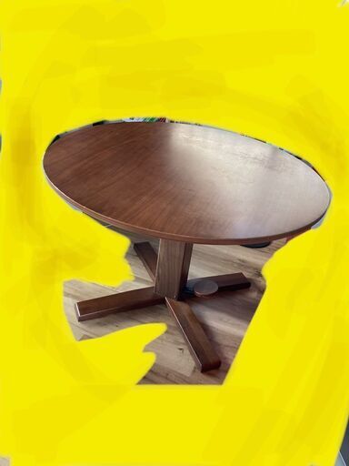 【8月9日であれば送料無料】円卓x1, 長椅子 x1, ダイニングチェア x1, シギヤマ家具工業