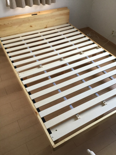 天然すのこベッド　ダブル　ナチュラ