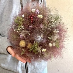 スモークツリー　花々　リース　wj