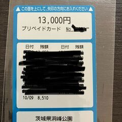 つくば市　洞峰公園　プリペイドカード