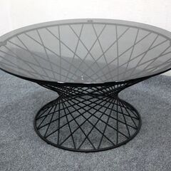 Francfranc/フランフラン マーリア コーヒーテーブル ブラックxブラック（φ800）スチールチタンメッキ 中古家具 店頭引取歓迎 R6110)