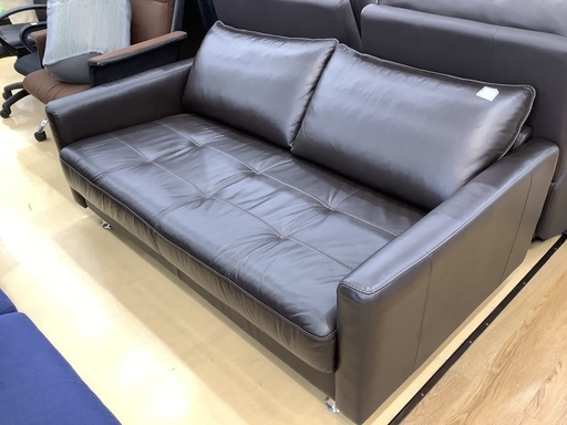 2人掛けソファ　側面キズ有り　合皮　ブラック