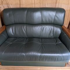 二人がけ革製ソファー