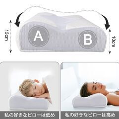 HOMCA 枕 安眠 肩がラク 低反発 まくら 中空設計 頭・肩をやさしく支える 仰向き 横向き プレゼント 洗える カバー付き 圧縮梱包 48時間戻りますの画像