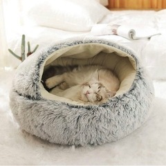 「相談中」丸洗い 冬用 猫ハウス 猫用ベッド ドーム型 ペットベッド 小型犬 保温 暖かいの画像