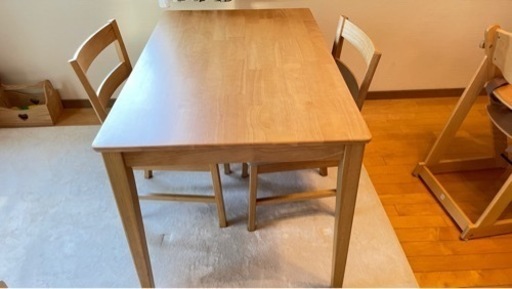 商談中　ダイニングテーブルセット ラバーウッド テーブル チェア 2脚セットMTS-060