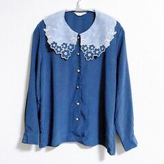 クラシカル　レトロ　お花　ドット　刺繍襟　レトロ　ガーリー　ブラ...