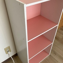 ピンク×白　3段カラーボックスの画像