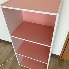 ピンク×白　3段カラーボックスの画像