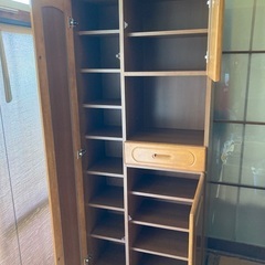 下駄箱　靴箱　シューズBOX 姿見ミラー付の画像
