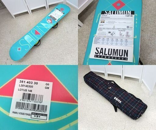 保管品 SALOMON 146cm スノーボード LOTUS 2013-2014モデル レディース フラット バインディング/ケース 