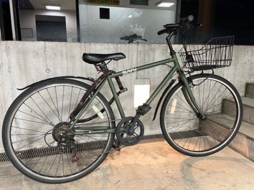 【取引中】クロスバイク　SURFY シマノ7段変速　26インチ　泥よけ、ライト、カゴ、ロック付き