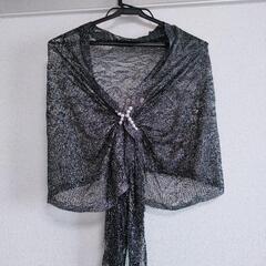 結婚式ストール　パーティードレス用ストール　ブラックラメ