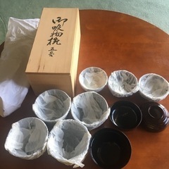 汁物碗　五客揃　蓋つき　木箱入り　未使用