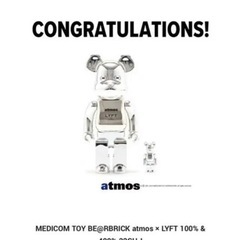  MEDICOM TOY BE@RBRICK atmos × LYFT 100% & 400% 