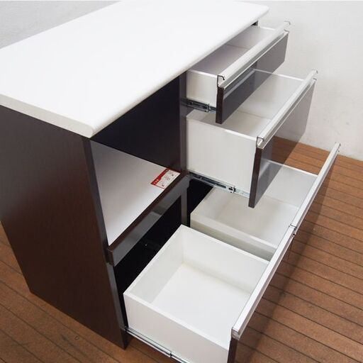 【美品】大川家具 KIMURA 木村商事 キッチンカウンター キッチンボード レンジボード 「ピュア」シリーズ 幅90 奥行48 高さ