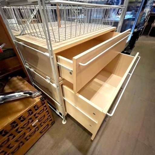 無印良品　無印　MUJI ワードローブ　衣類収納　引き出し　ハンガー　スチール　ユニットシェルフ　シェルフ　棚　ラック　チェスト　タン