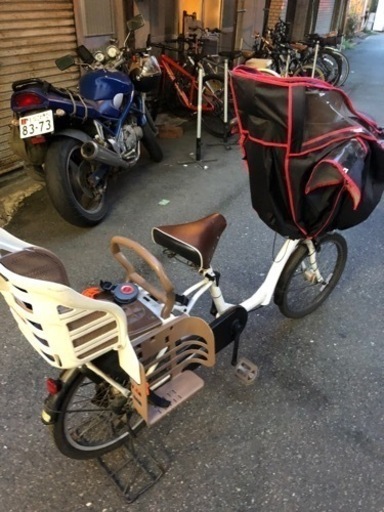 アサヒサイクル 子供乗せ自転車 Bell mele 3人乗り前後チャールドシート　レインカバー付き