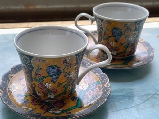 九谷焼 コーヒーカップ　ペア　カップアンドソーサー