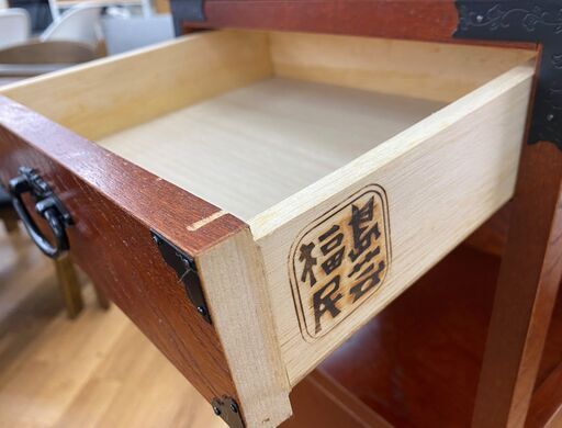 R236 高級 福島民芸 電話台 キャビネット 花台、金具付、幅37cm 美品