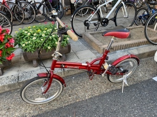 ??　折りたたみ自転車　赤　ムサシ　２０インチ