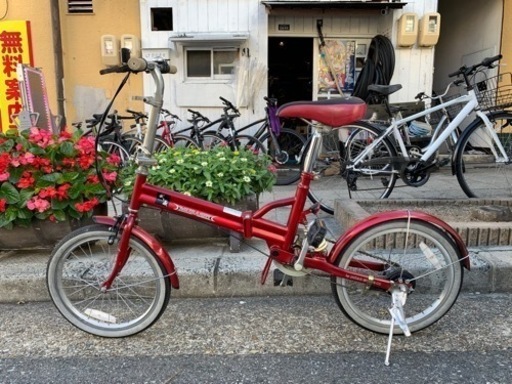 ??　折りたたみ自転車　赤　ムサシ　２０インチ 防災サイクル 20型フル装備ノンパンク折りたたみ自転車/mirano-TC 
