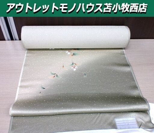 反物 正絹 桃山 長さ12m 白銀 未仕立て 絹100% 附下着尺  韓国 着物 布地 苫小牧西店