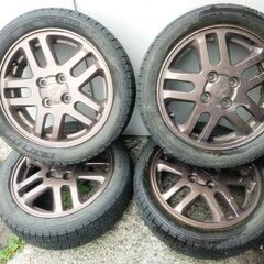 ダイハツ純正⭐アルミホイール + スタッドレス タイヤ 12800円⭐ 165/55R15 +45 PCD100⭐4穴 ミラジーノ 1