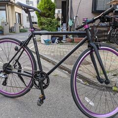 クロスバイク　REUNION LILU（レユニオンリル）ブラックパープル　 シマノ8速 700X25C 510mm 美品
狭山市引取限定の画像